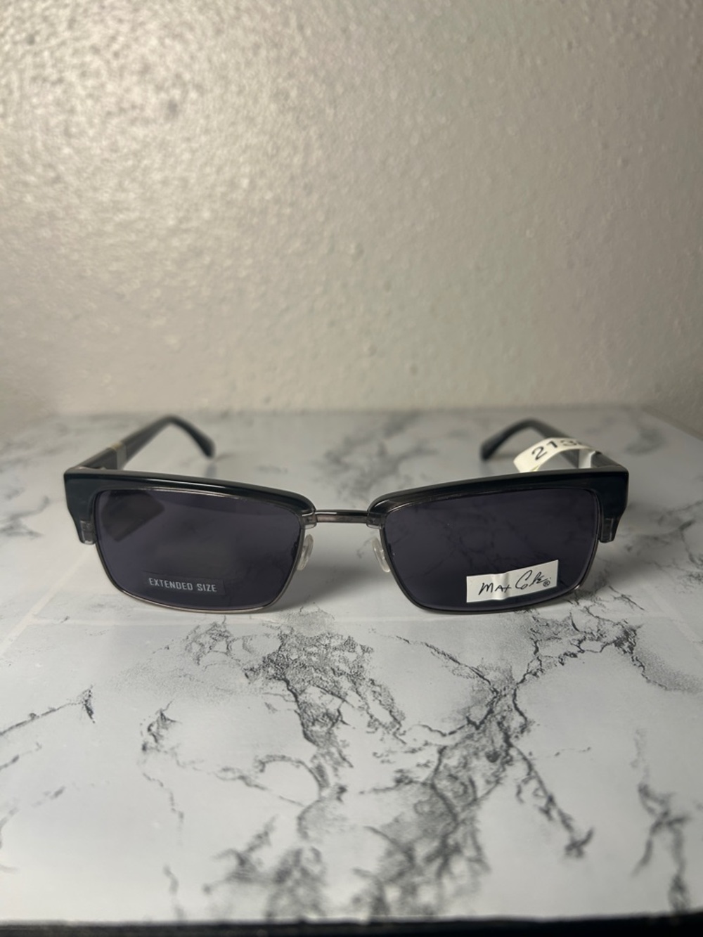 Max Cole Rectangular Extended Size Black Sunglasses Man’s